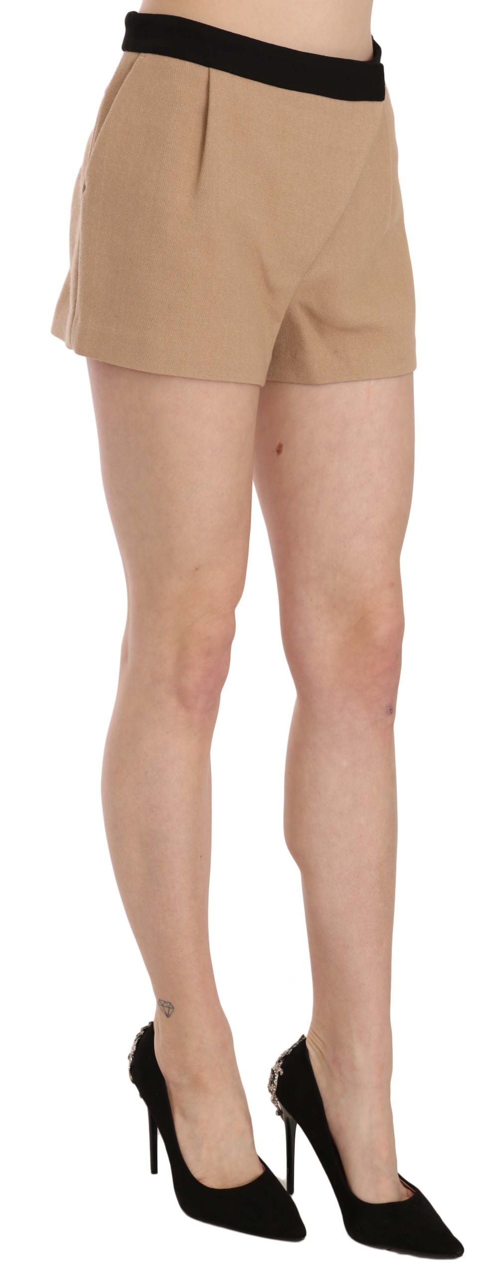 Costume National Shorts Beige Baumwolle Mid Waist Mini-Short