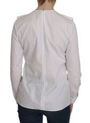 Dsquared² Witte ronde hals katoenen blouse met lange mouwen