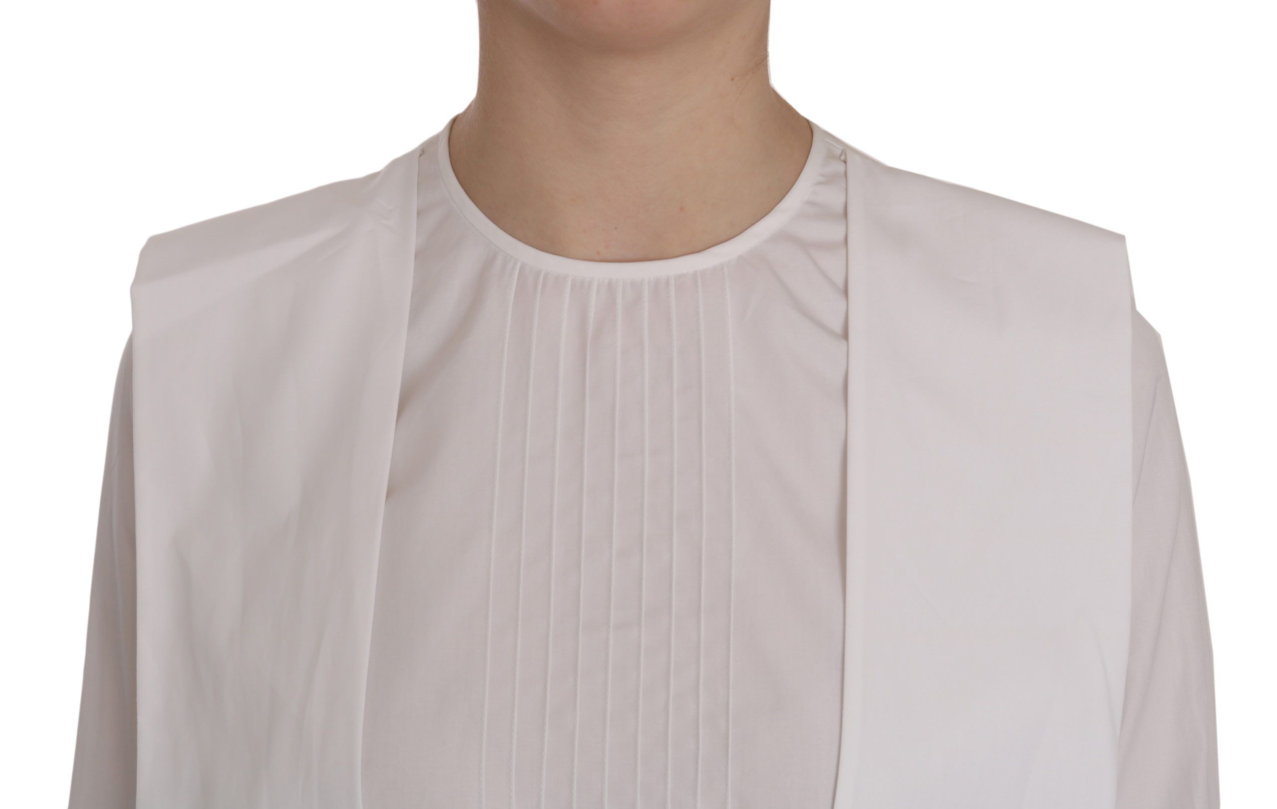 Dsquared² Witte ronde hals katoenen blouse met lange mouwen