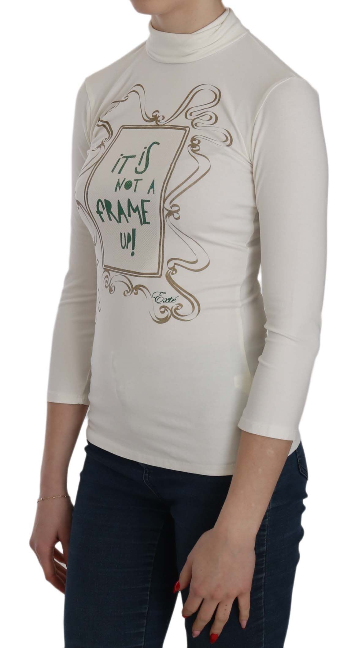 Exte Witte Gedrukte Coltrui met 3/4 Mouwen Katoenen Blouse