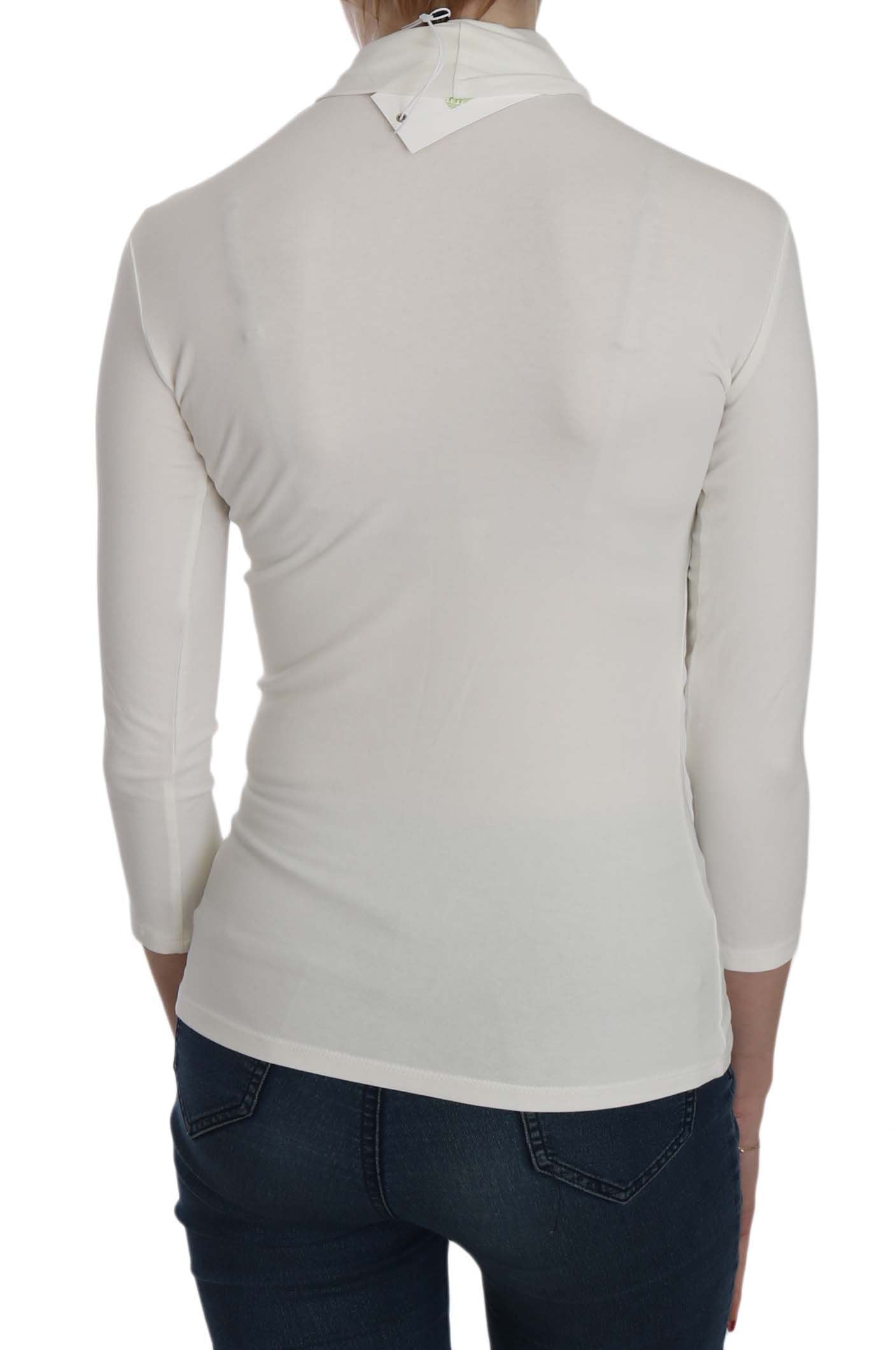 Exte Witte Gedrukte Coltrui met 3/4 Mouwen Katoenen Blouse