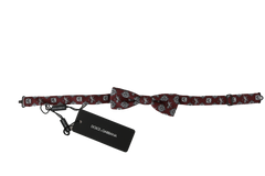 Dolce & Gabbana Men Bordeaux Maroon Lion Silk Adjustable Neck Bow Tie