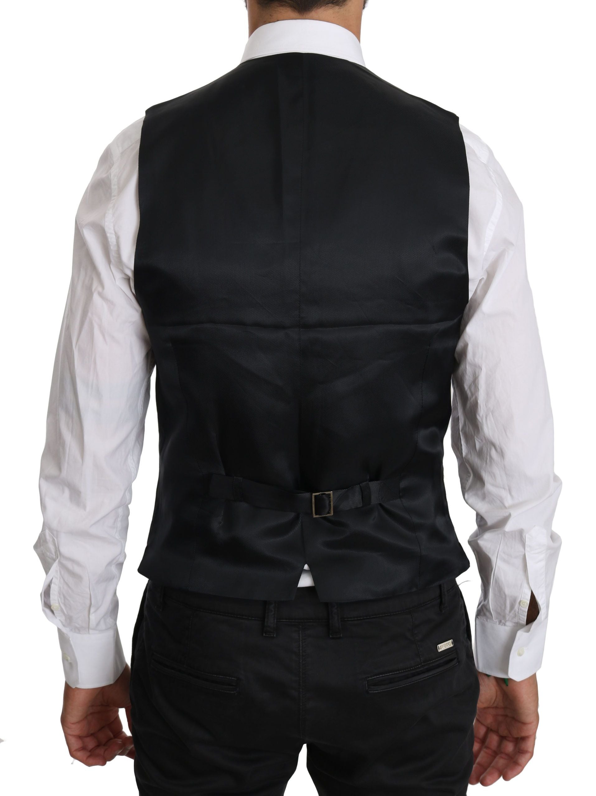 Dolce & Gabbana Blaue Weste aus Wolle Formale Gilet Weste