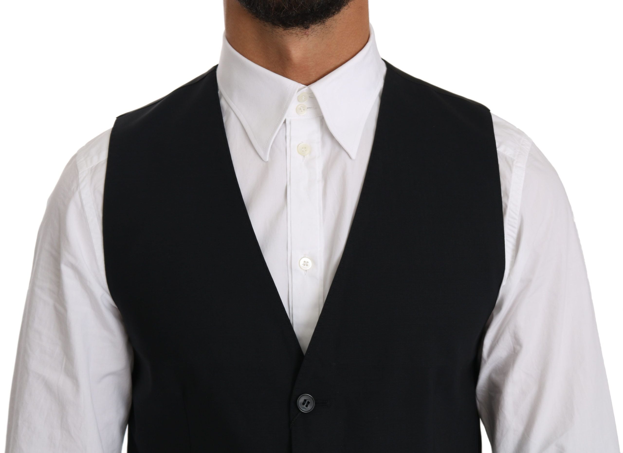 Dolce & Gabbana Blaue Weste aus Wolle Formale Gilet Weste