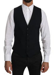 Dolce & Gabbana Blaue Weste aus Wolle Formale Gilet Weste