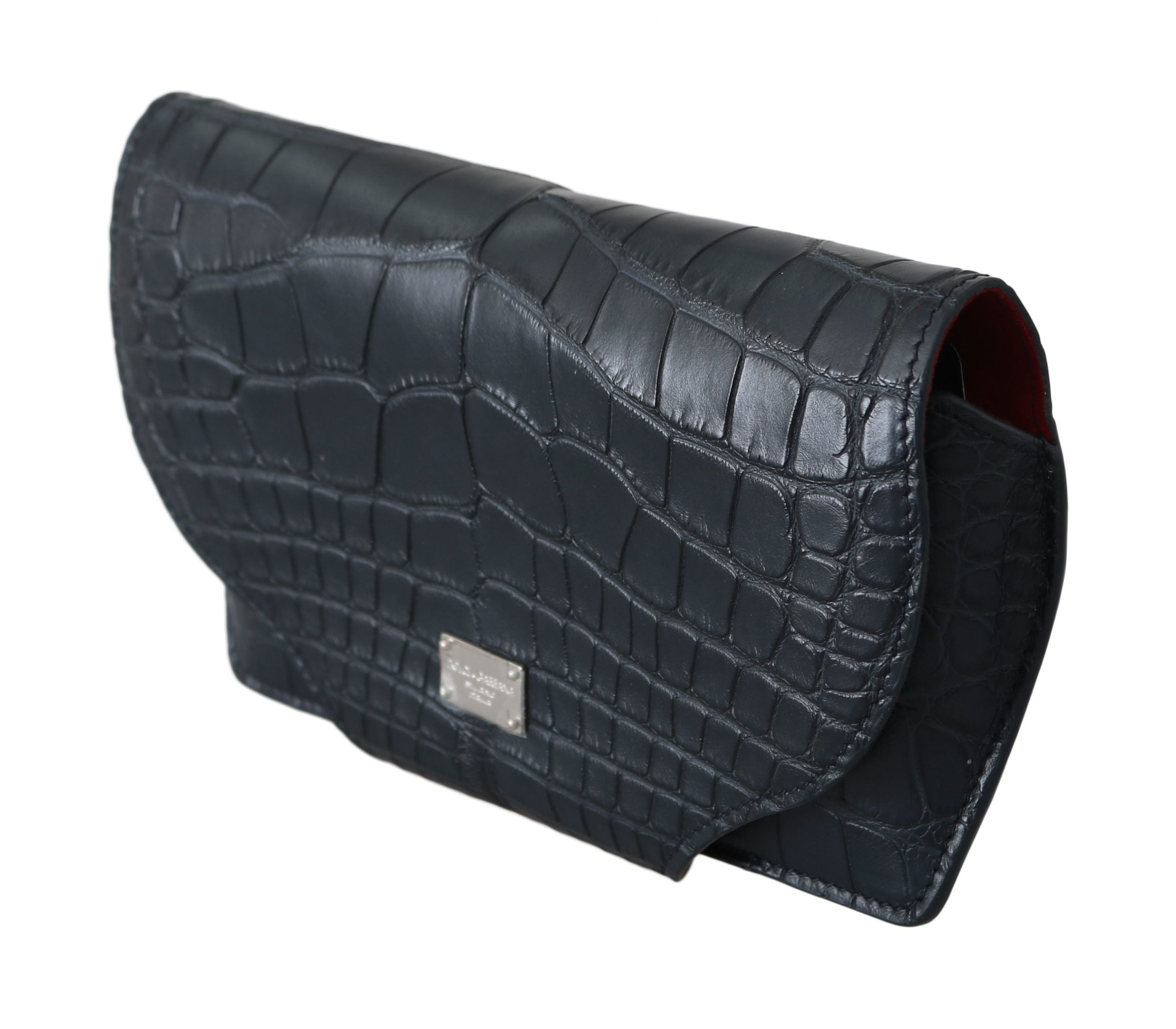 Dolce & Gabbana Brillentasche aus blauem Krokodilleder Etui Beutel