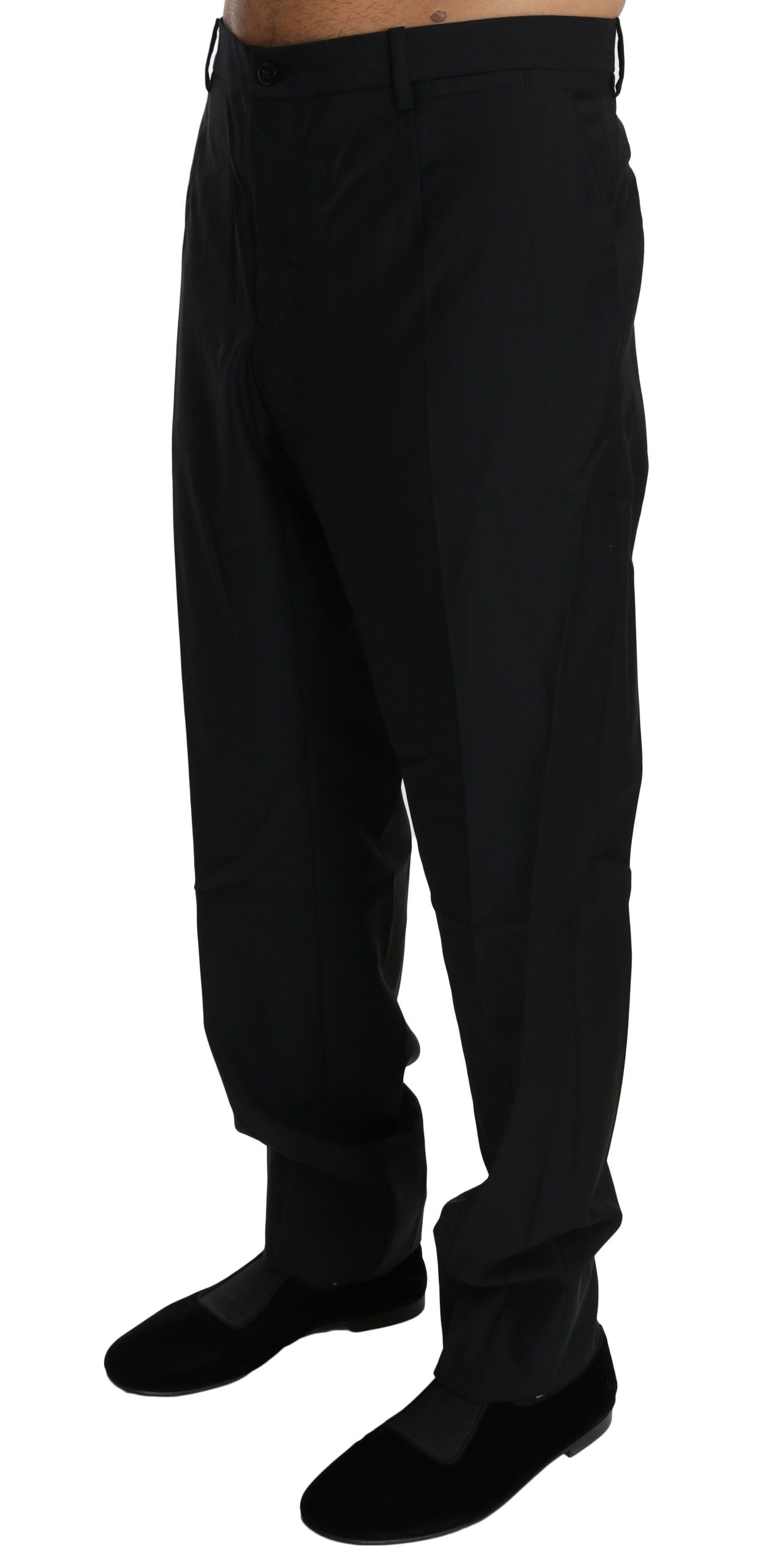 Dolce & Gabbana Schwarzes Kleid Formelle Herrenhose Wollhose