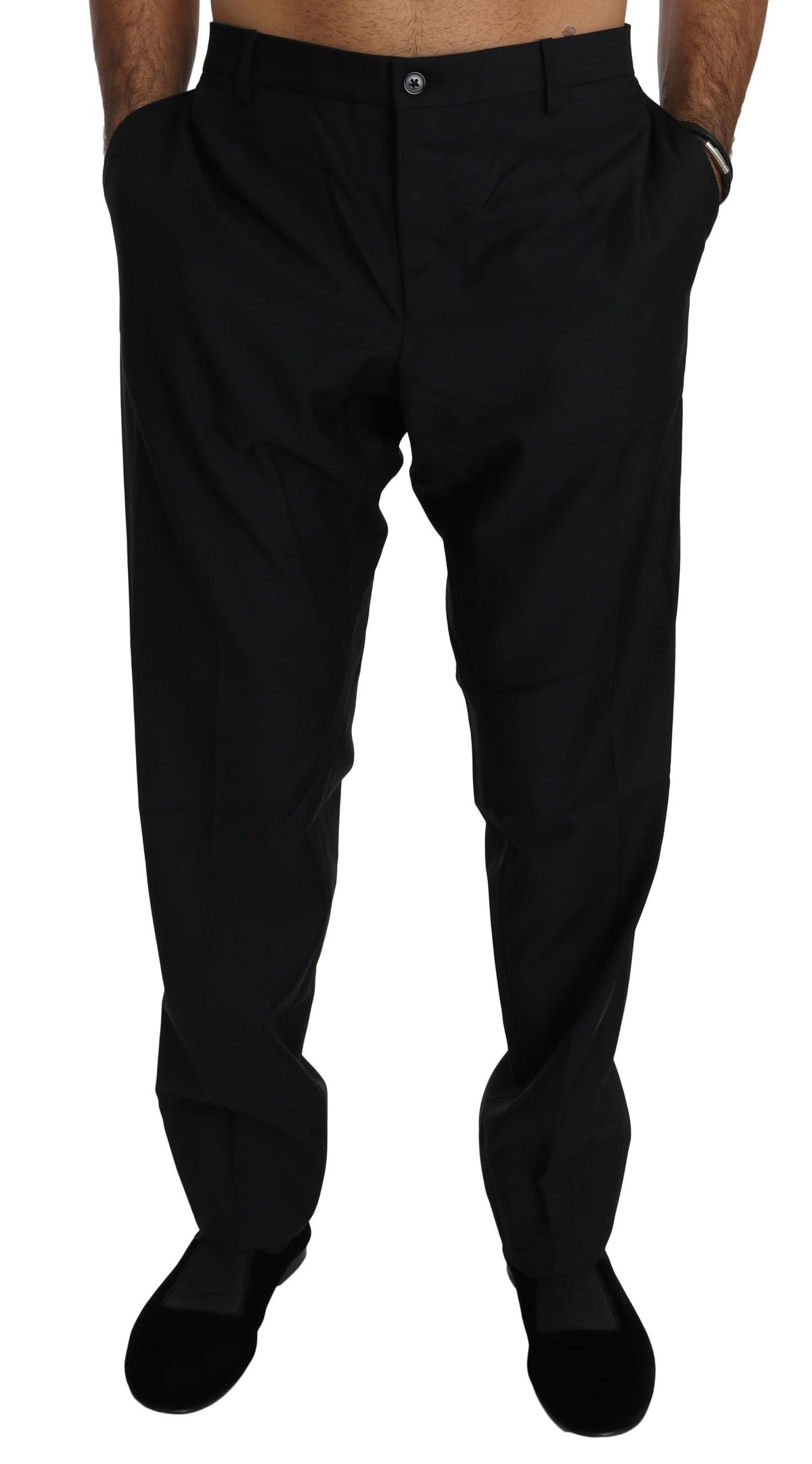 Dolce & Gabbana Schwarzes Kleid Formelle Herrenhose Wollhose