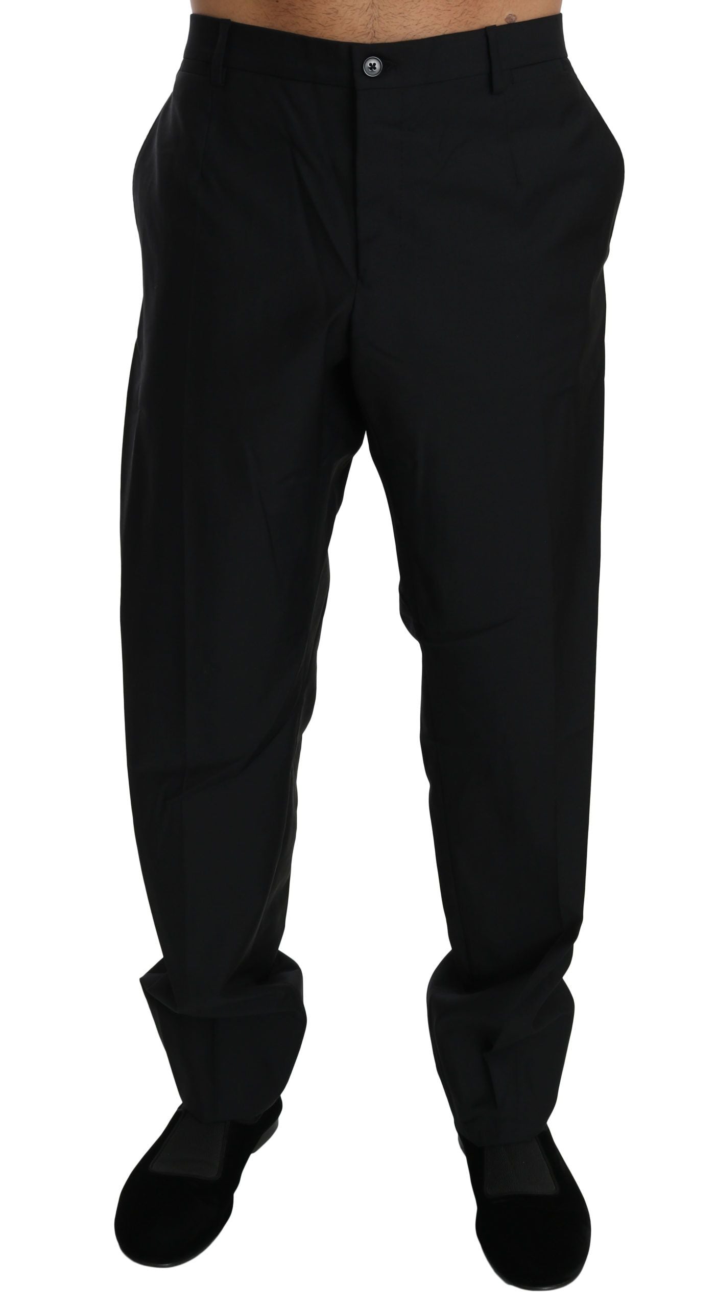 Dolce & Gabbana Schwarzes Kleid Formelle Herrenhose Wollhose
