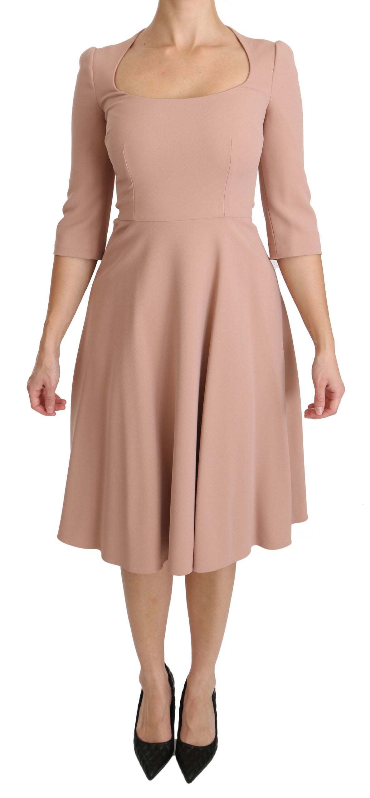 Dolce & Gabbana Pinkes A-Linien-Kleid aus Viskose mit 3/4-Ärmeln
