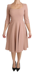 Dolce & Gabbana Pinkes A-Linien-Kleid aus Viskose mit 3/4-Ärmeln