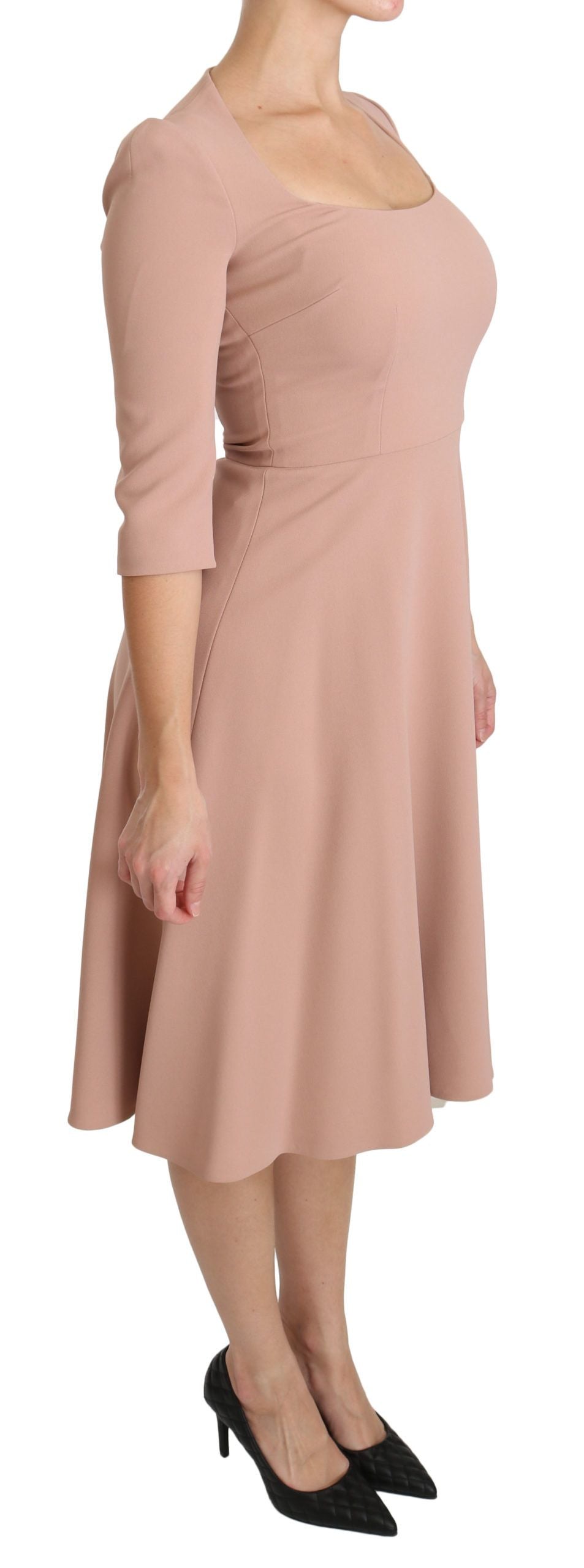 Dolce & Gabbana Pinkes A-Linien-Kleid aus Viskose mit 3/4-Ärmeln