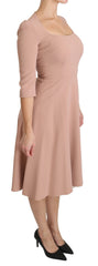 Dolce & Gabbana Pinkes A-Linien-Kleid aus Viskose mit 3/4-Ärmeln