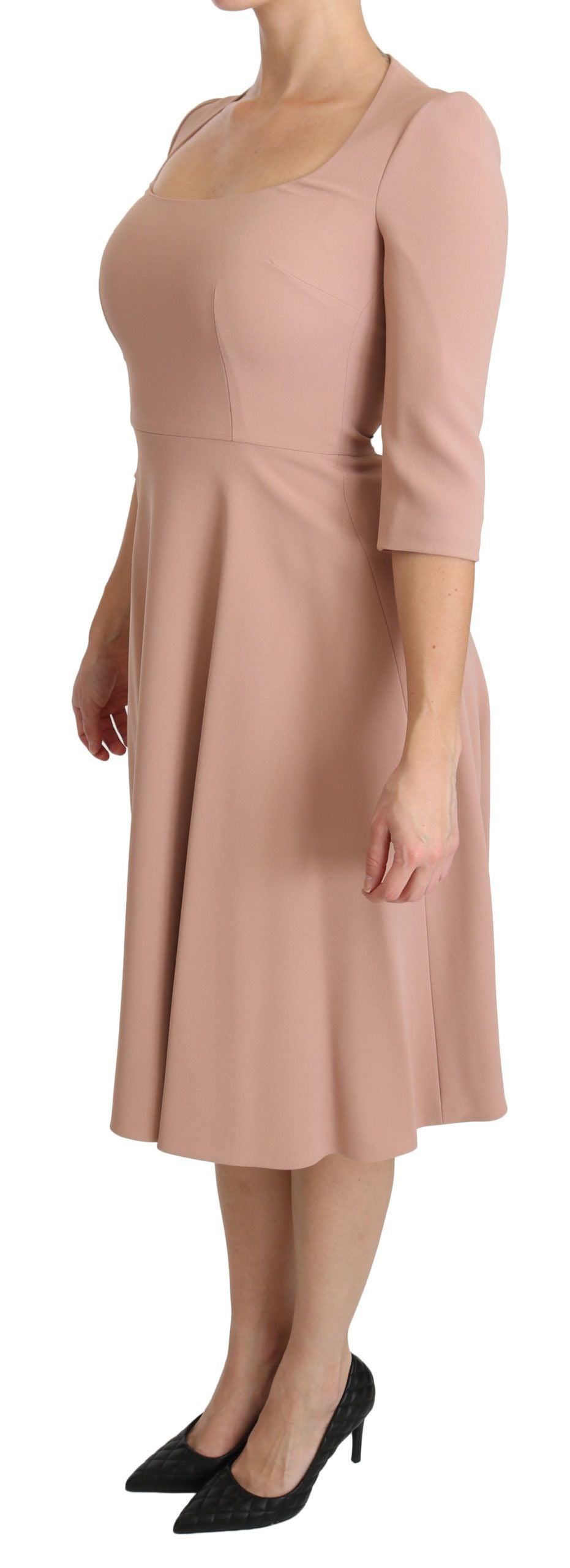 Dolce & Gabbana Pinkes A-Linien-Kleid aus Viskose mit 3/4-Ärmeln