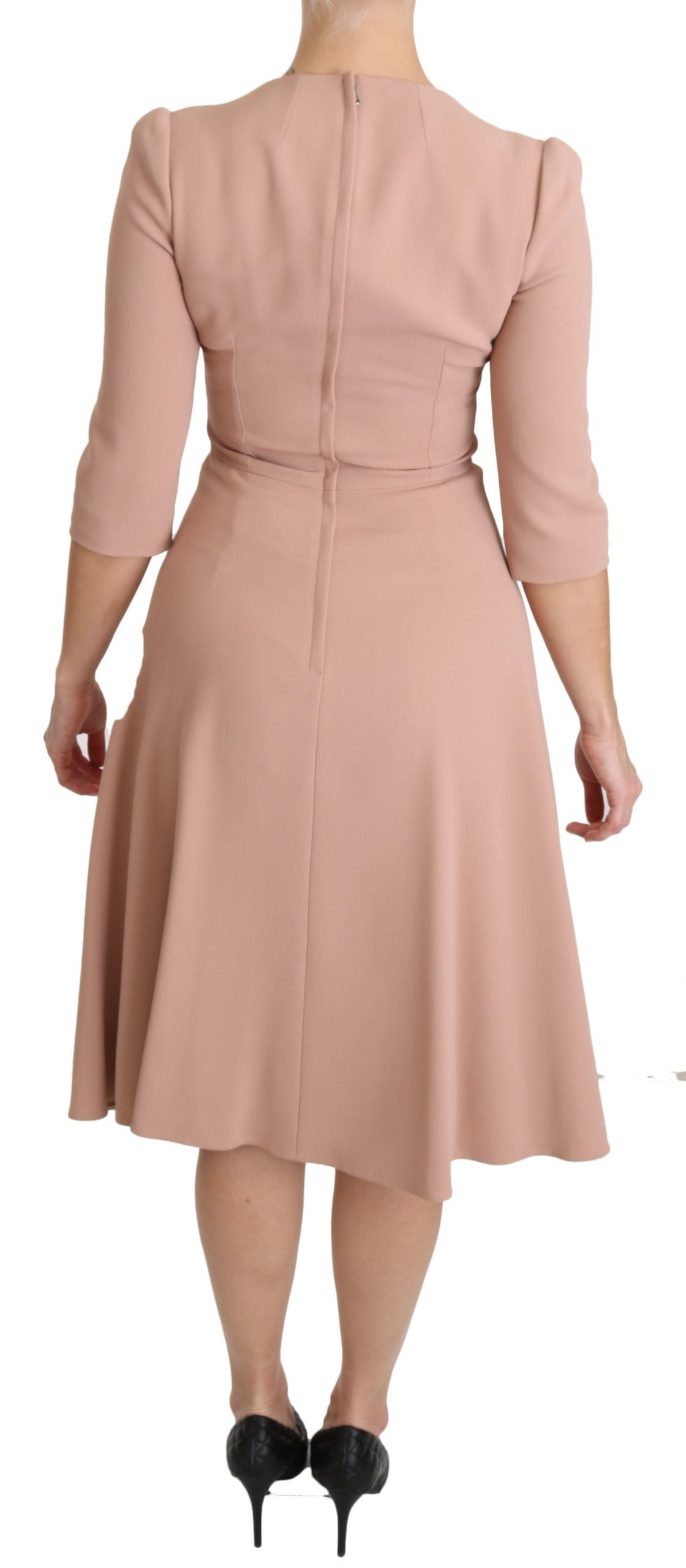 Dolce & Gabbana Pinkes A-Linien-Kleid aus Viskose mit 3/4-Ärmeln