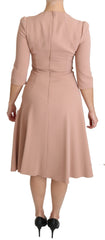 Dolce & Gabbana Pinkes A-Linien-Kleid aus Viskose mit 3/4-Ärmeln
