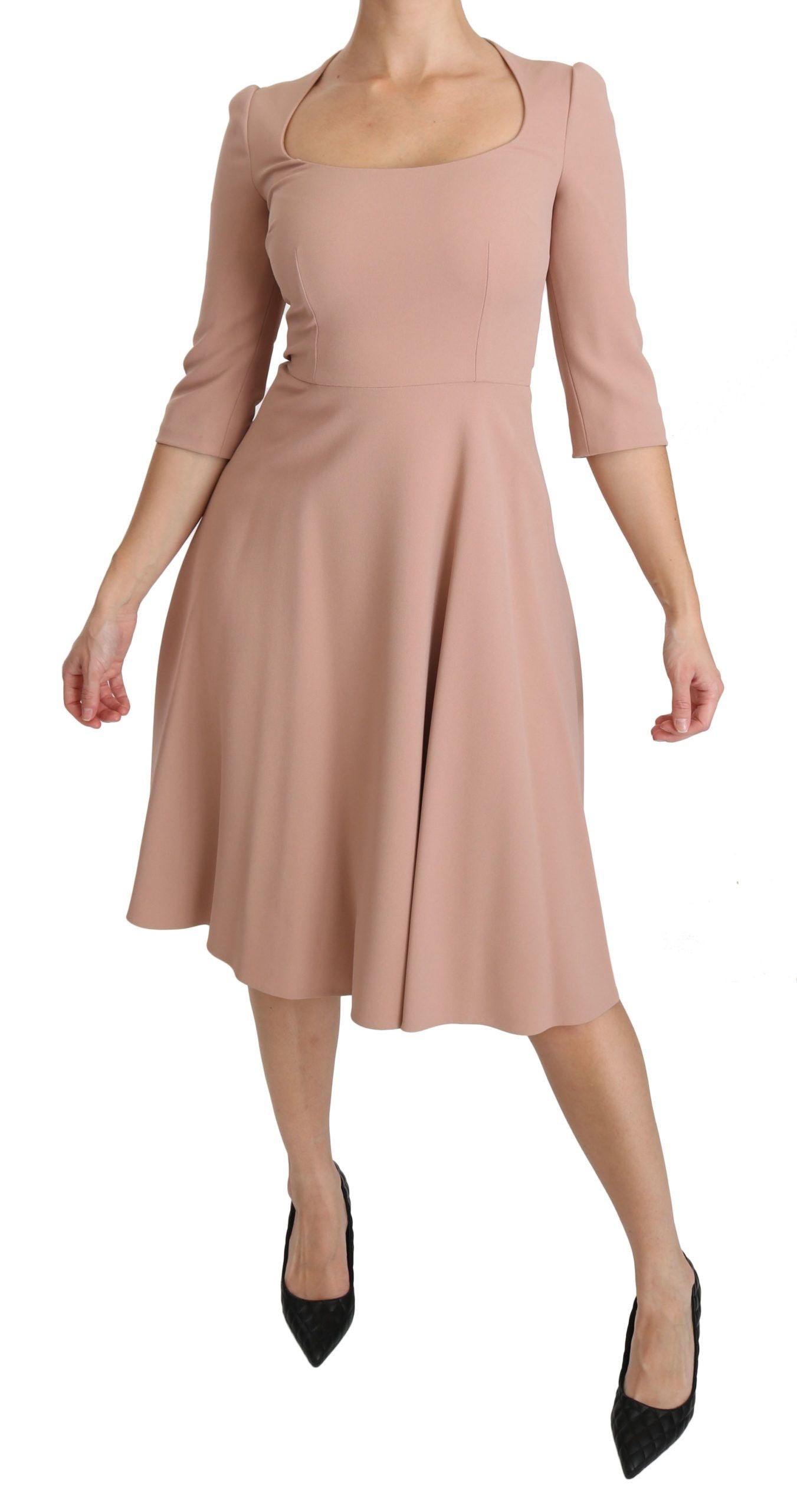 Dolce & Gabbana Pinkes A-Linien-Kleid aus Viskose mit 3/4-Ärmeln