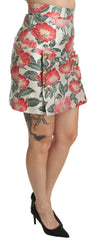 Dolce & Gabbana Weiß Grün Rot Geblümter Minirock mit hoher Taille
