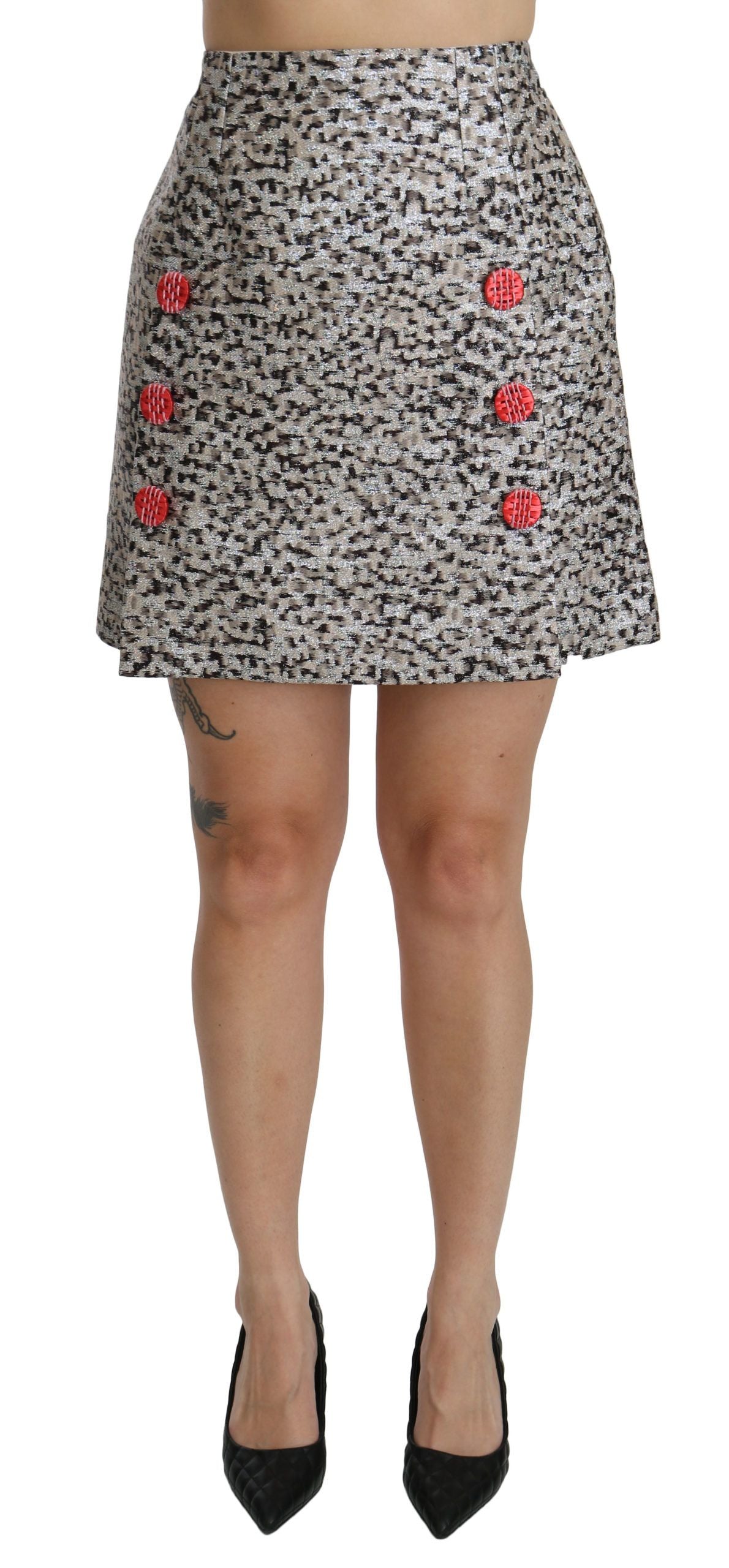 Dolce & Gabbana Silbermuster A-Linien-Rock mit hoher Taille