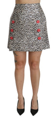 Dolce & Gabbana Silbermuster A-Linien-Rock mit hoher Taille