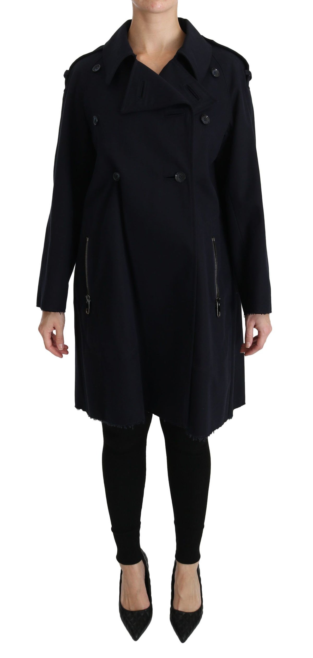 Dolce & Gabbana Mantel Blau Baumwolle Damen Trenchjacke