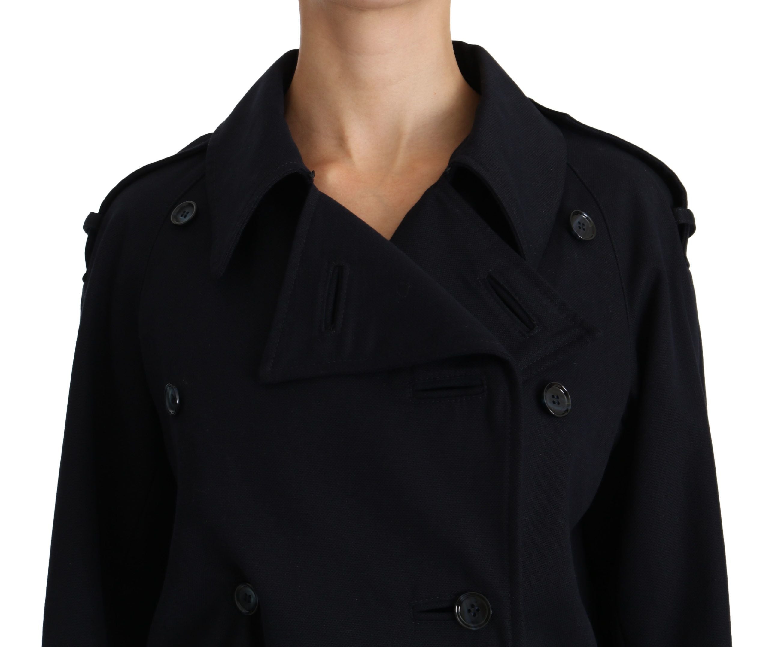 Dolce & Gabbana Mantel Blau Baumwolle Damen Trenchjacke