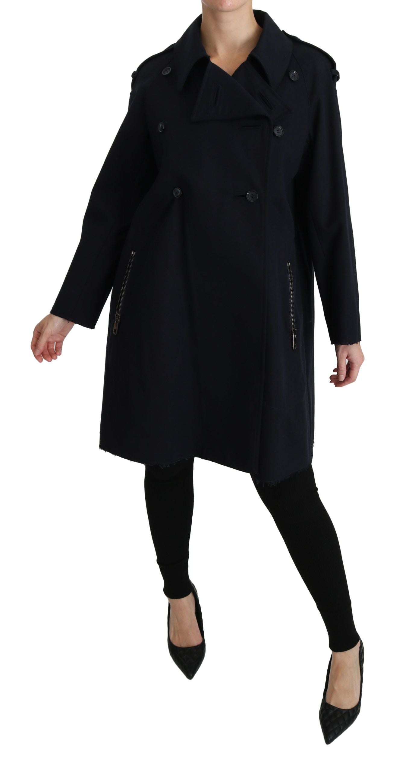 Dolce & Gabbana Mantel Blau Baumwolle Damen Trenchjacke