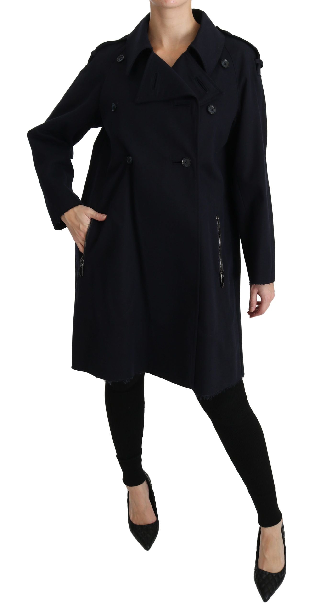Dolce & Gabbana Mantel Blau Baumwolle Damen Trenchjacke