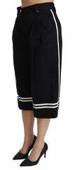 Dolce & Gabbana Palazzo-Cropped-Hose „Black Lemon“ mit Verzierungen
