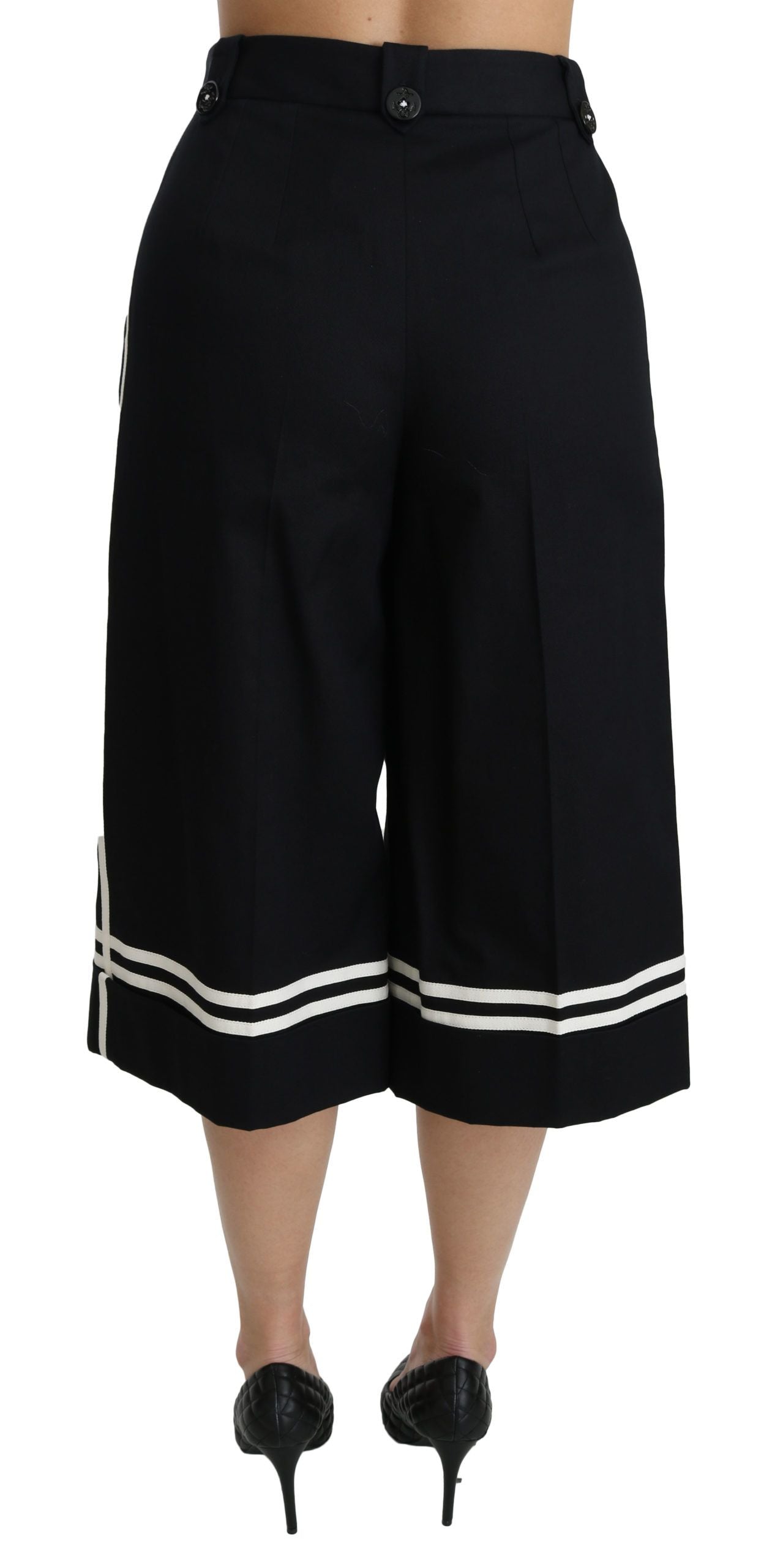 Dolce & Gabbana Palazzo-Cropped-Hose „Black Lemon“ mit Verzierungen