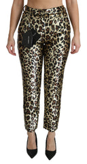 Dolce & Gabbana Bruine Luipaard Pailletten Broek met Hoge Taille