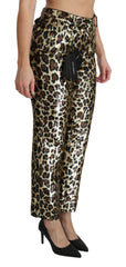 Dolce & Gabbana Bruine Luipaard Pailletten Broek met Hoge Taille