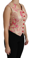 Dolce & Gabbana Rosa Gold Brokat Weste Bluse Top