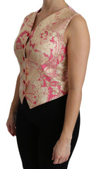 Dolce & Gabbana Rosa Gold Brokat Weste Bluse Top