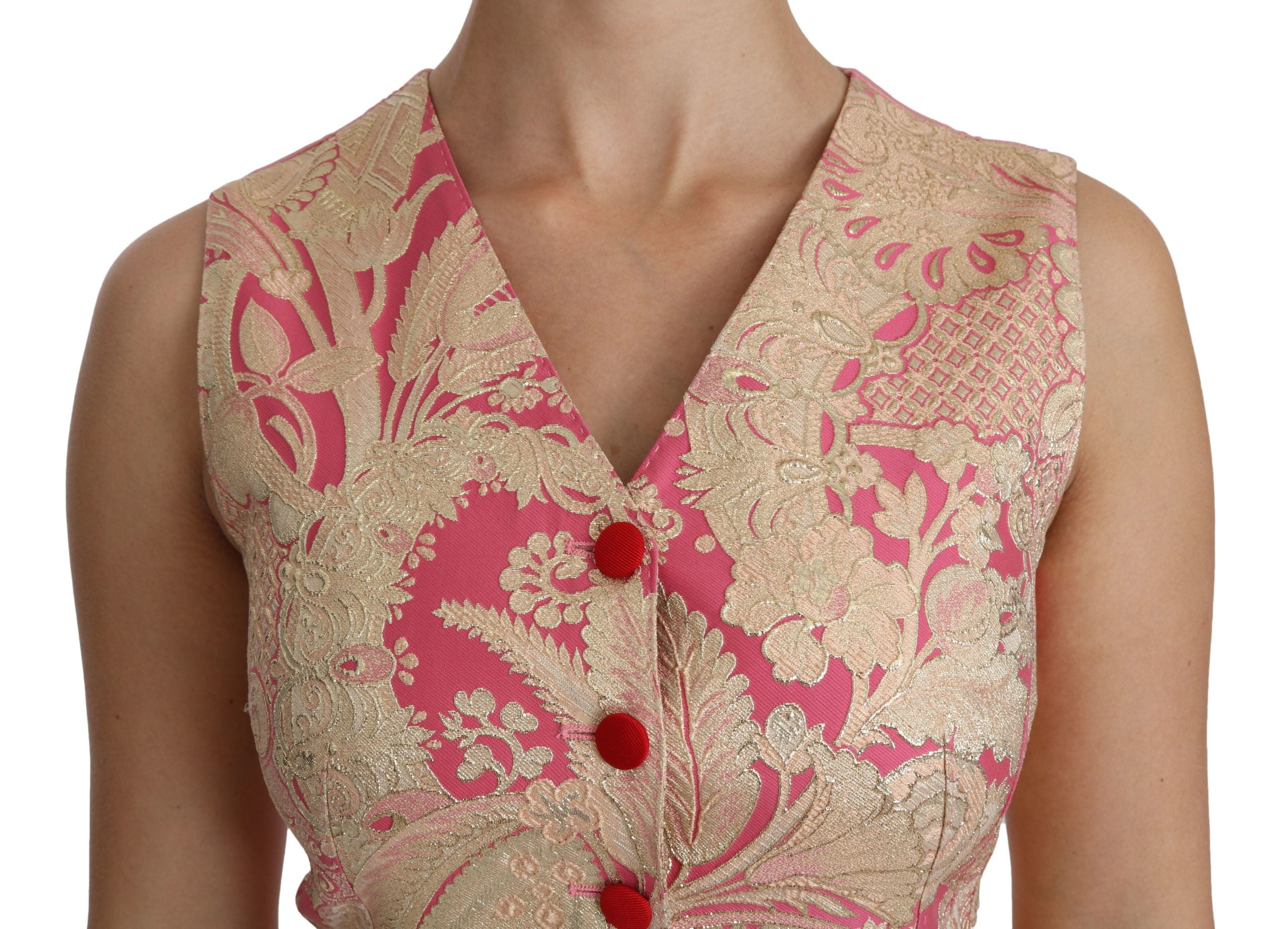 Dolce & Gabbana Rosa Gold Brokat Weste Bluse Top