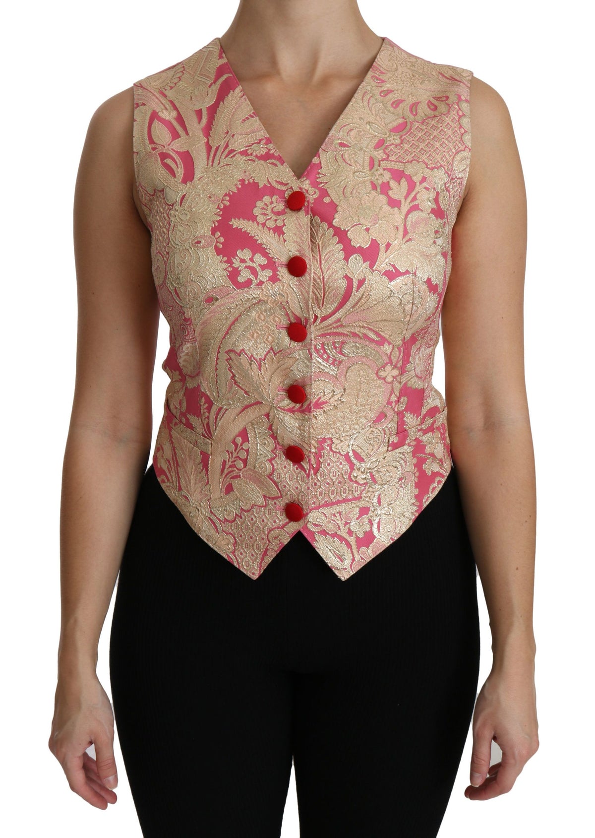 Dolce & Gabbana Rosa Gold Brokat Weste Bluse Top