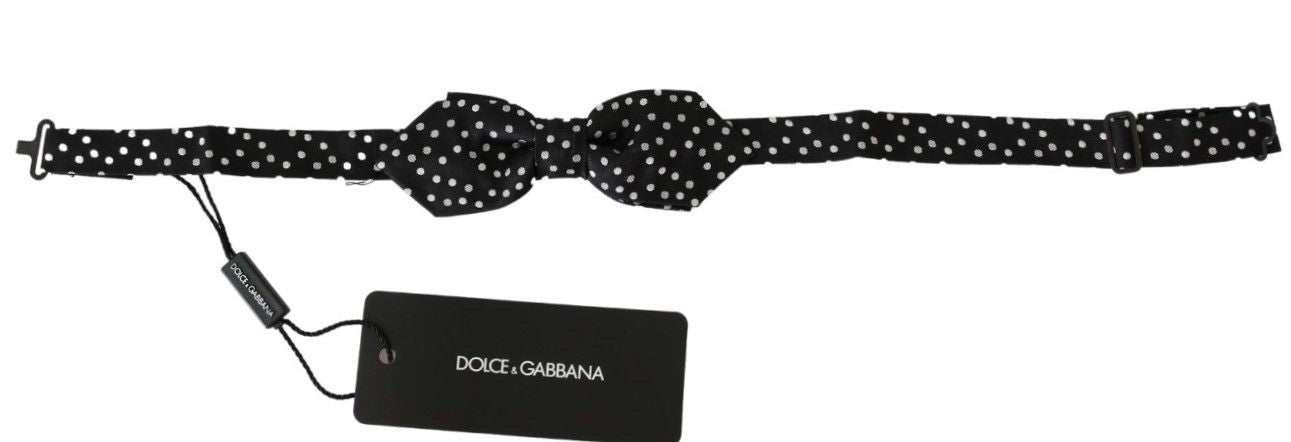 Dolce & Gabbana Schwarze Herrenfliege mit Tupfenmuster, 100 % Seide