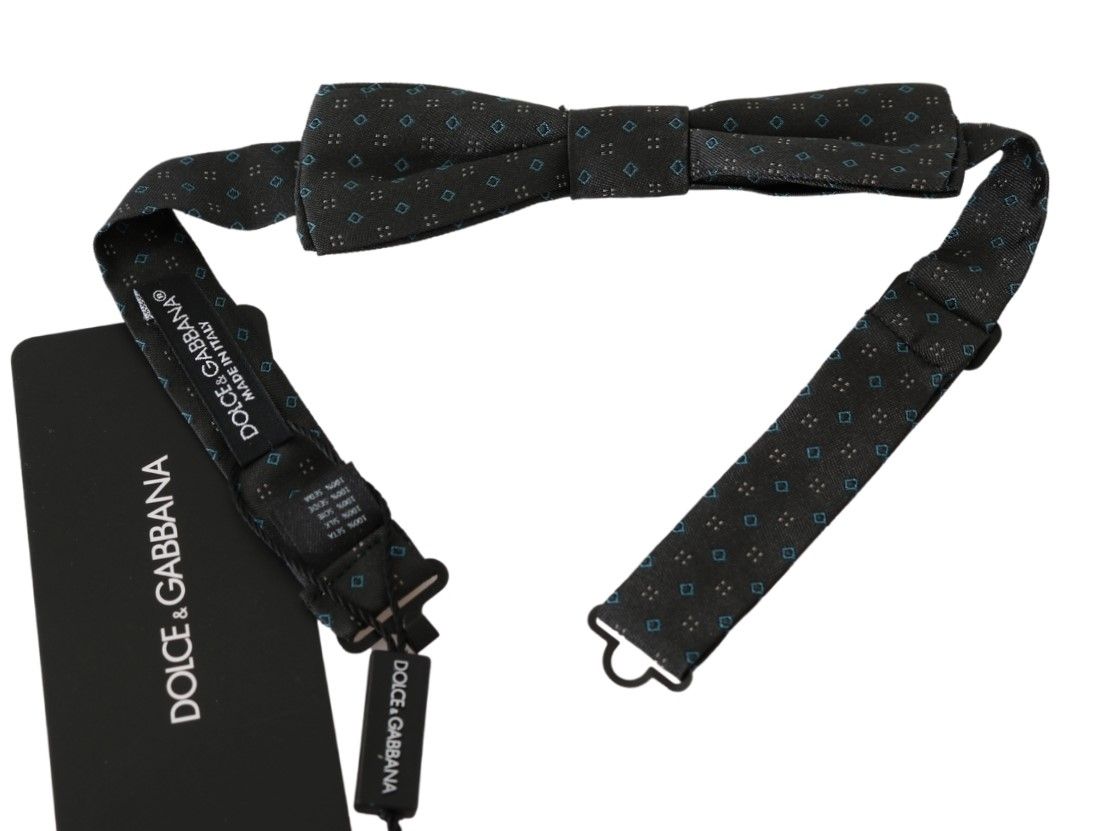 Dolce & Gabbana Graue gemusterte Herrenkrawatte Papillon 100% Seidenfliege