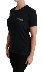 Dolce & Gabbana Blauw Amore Patch Ronde Hals Katoenen Top T-shirt