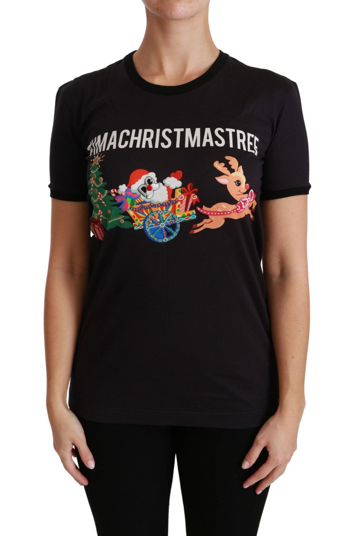 Dolce & Gabbana Schwarzes #ImAChristmasTree Rundhals-T-Shirt