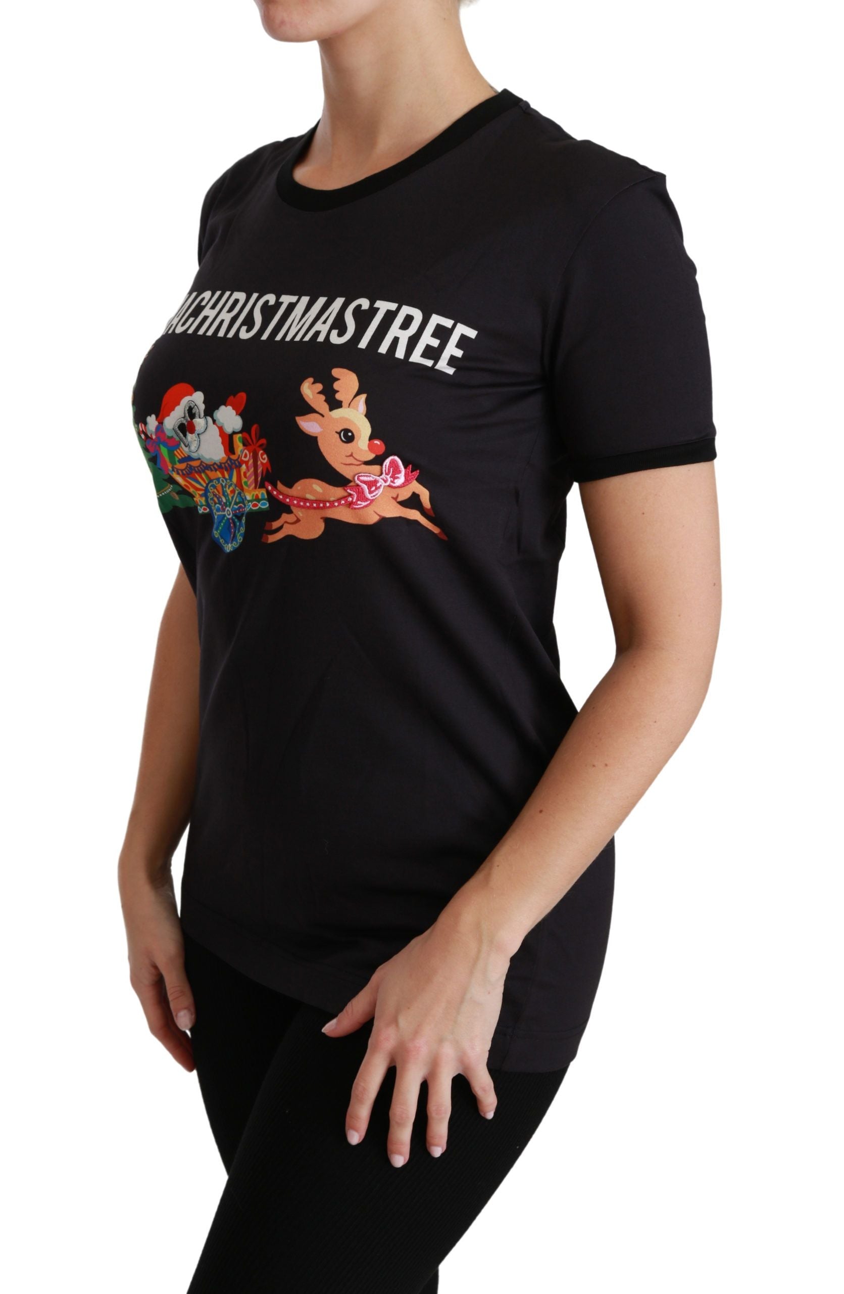 Dolce & Gabbana Schwarzes #ImAChristmasTree Rundhals-T-Shirt