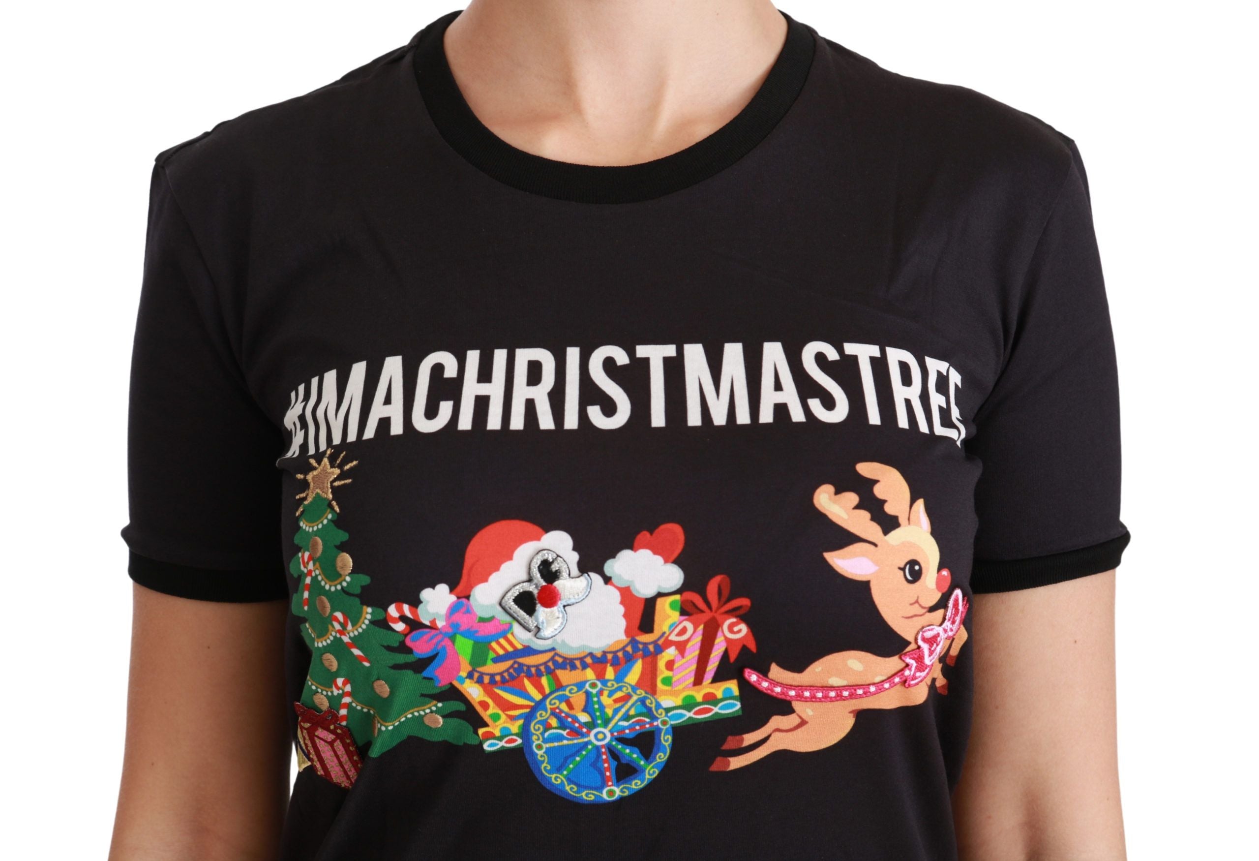 Dolce & Gabbana Schwarzes #ImAChristmasTree Rundhals-T-Shirt