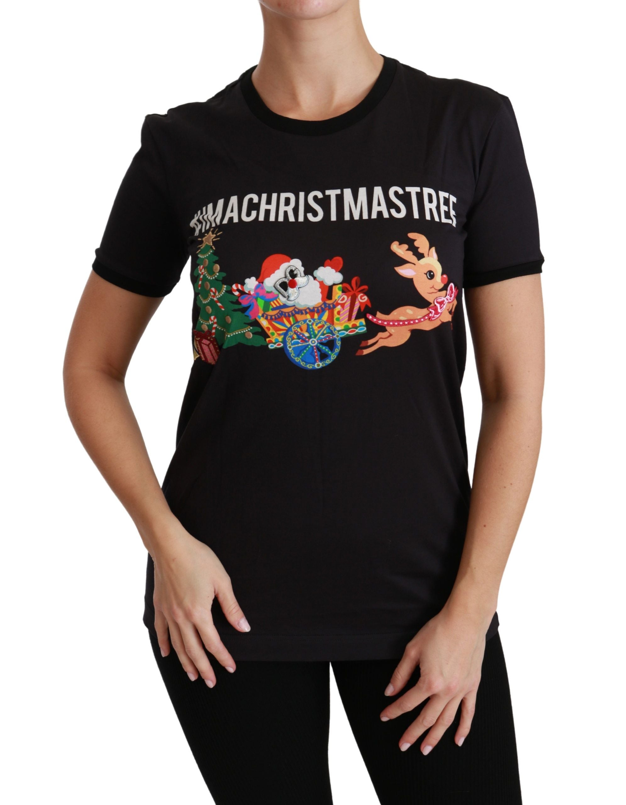 Dolce & Gabbana Schwarzes #ImAChristmasTree Rundhals-T-Shirt