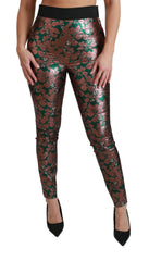 Dolce & Gabbana Grüne Hose mit Blättern aus Bronze