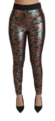 Dolce & Gabbana Grüne Hose mit Blättern aus Bronze