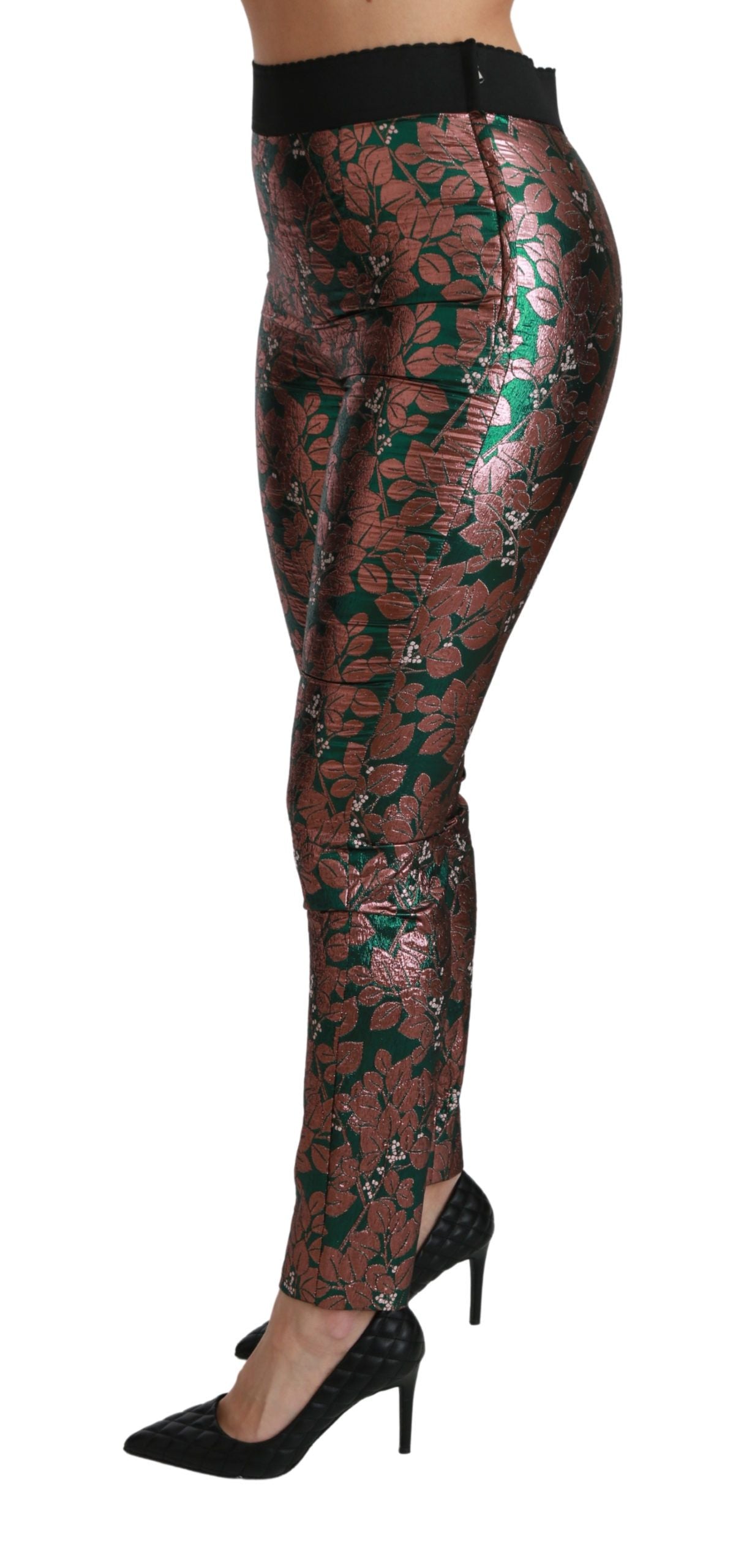 Dolce & Gabbana Grüne Hose mit Blättern aus Bronze