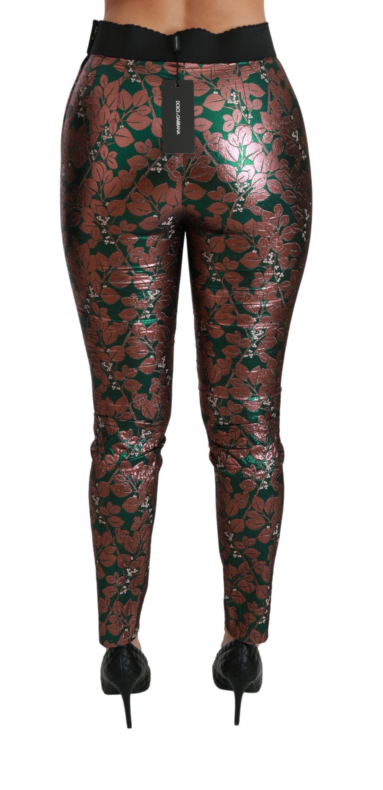 Dolce & Gabbana Grüne Hose mit Blättern aus Bronze