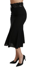 Dolce & Gabbana Schwarzer, hoch taillierter Meerjungfrauen-Midi-Seidenrock