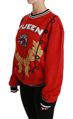 Dolce & Gabbana Red Queen Sequin Love Pullover Sweater