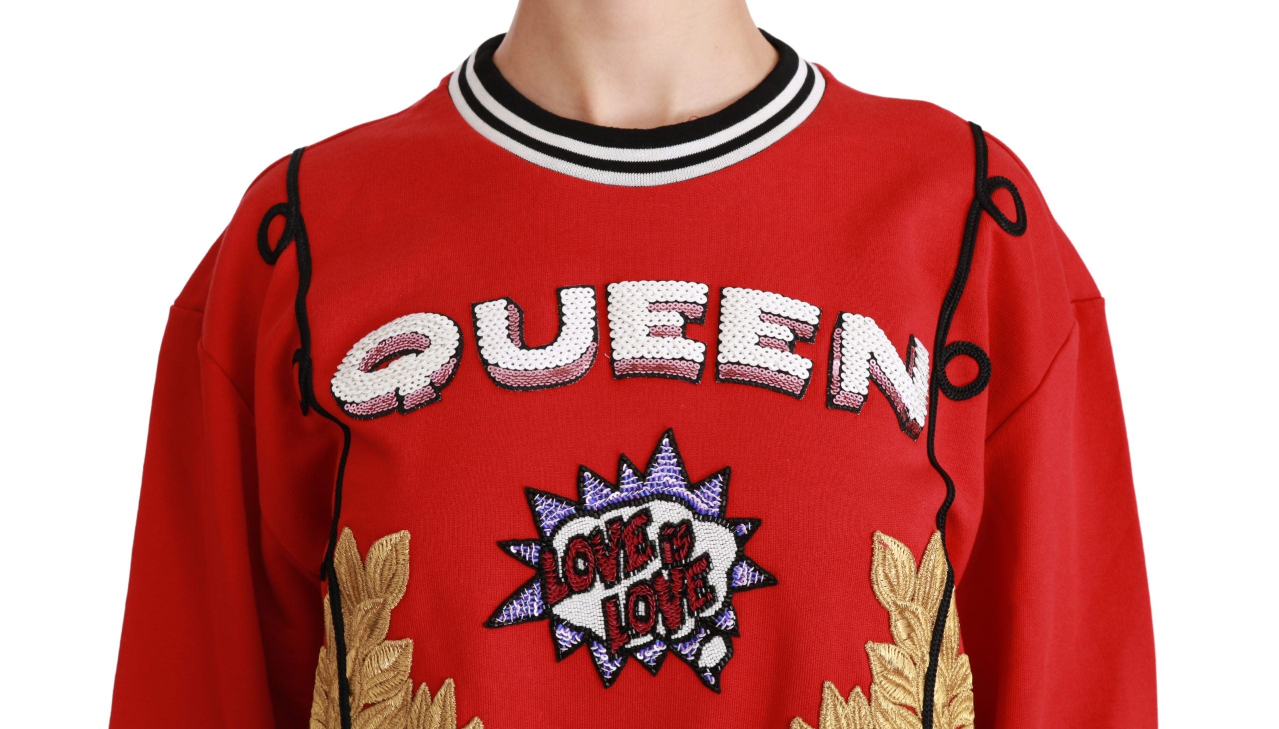 Dolce & Gabbana Red Queen Sequin Love Pullover Sweater